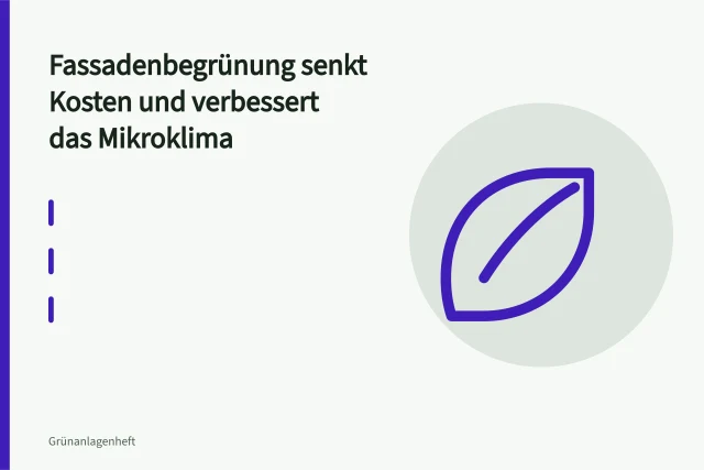 Bodengebundene Fassadenbegrünung mit Rankgerüst an einer Hauswand. Fassadenbegrünung senkt Kosten und verbessert das Mikroklima