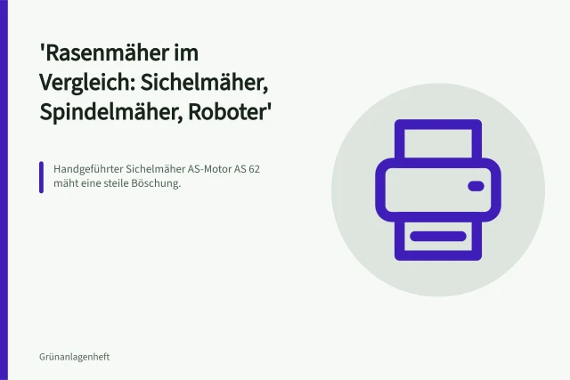 Handgeführter Sichelmäher AS-Motor AS 62 mäht eine steile Böschung. Rasenmäher im Vergleich: Sichelmäher, Spindelmäher, Roboter